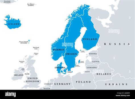 Scandinavia Political Map A Subregion In Northern Europe Most