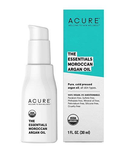 Acure The Essentials Moroccan Argan Oil 1 Fl Oz Paraben Free