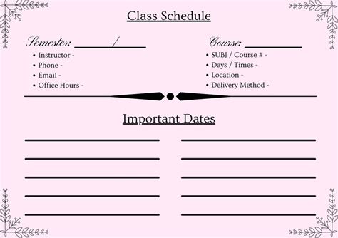 Class Schedule Template - Etsy