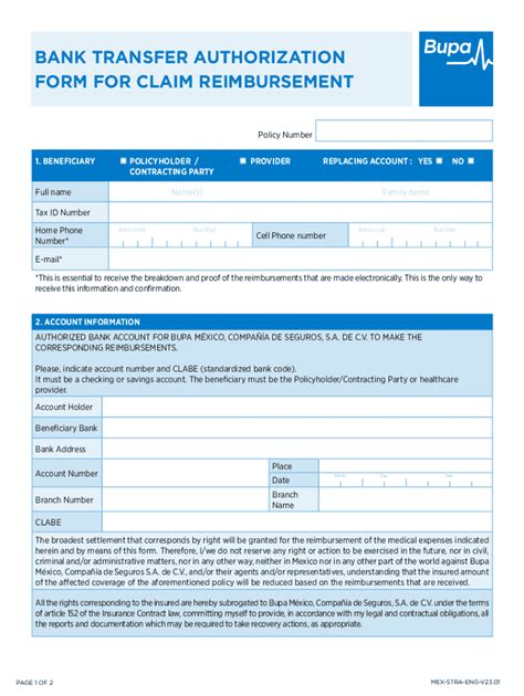 Fillable Online Bank Transfer Authorization Form For Claim Fax Email Print Pdffiller