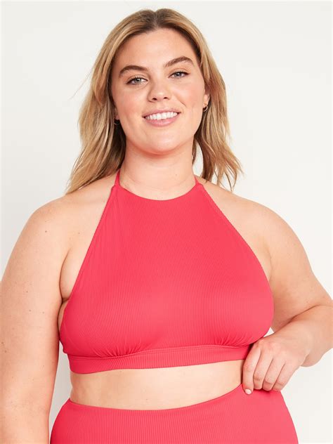 Rib Knit Halter Bikini Swim Top For Women Old Navy