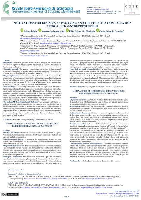 PDF Motivadores da imersão em redes e abordagens empreendedoras