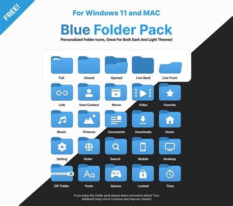 FREE Windows 11 / MAC Blue Folder Icon Pack! by SapphireBlueDesigns on ...