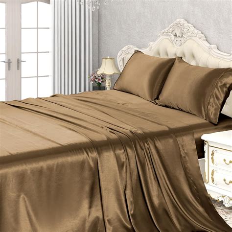 Kacemoo Satin Sheets King Size Silk Sheets Soft Luxury Satin Bed Sheets Cooling Silky Satin