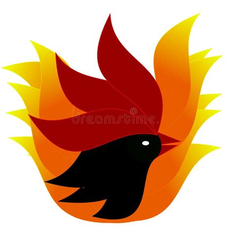 Rooster Logo Design And Flames For The Grilled Chicken Logo Stock