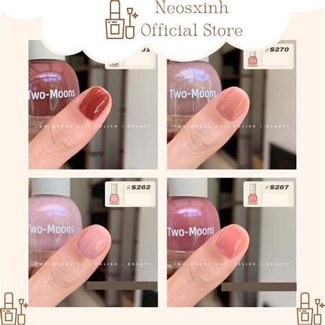 Sơn Móng Tay Thạch Tự Khô Trong Suốt Bóng Two Moons S Nude Hồng Đỏ ml Neosxinh Nails