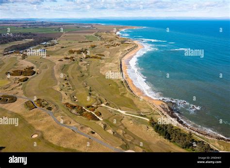Aerial View From Drone Of Kingsbarns Golf Links Fife Scotland Uk