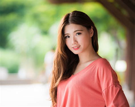 Women Asian Brunette Depth Of Field Girl Long Hair Model Smile