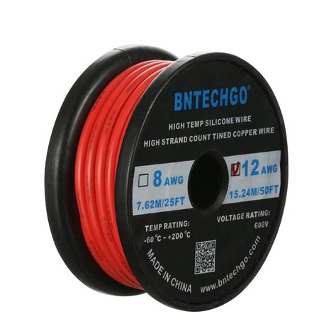 Buy Bntechgo Gauge Silicone Wire Spool Ft Red Flexible Awg