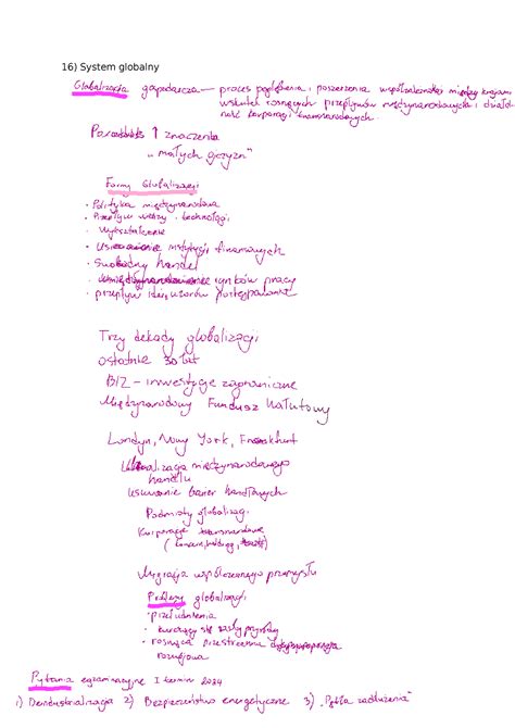 16 System globalny Konspekt wg podręcznika K Kucińskiego Geografia