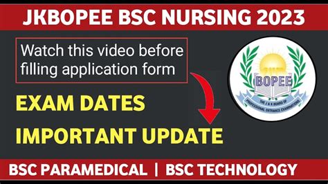 Jkbopee Bsc Nursing Exam Date Jkbopee Bsc Nursing Application