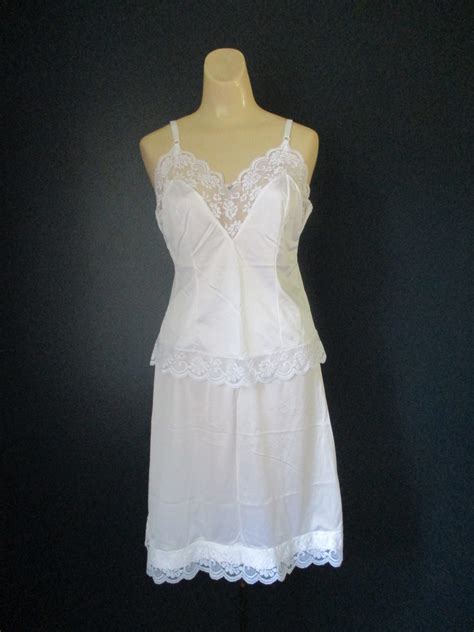 Vintage White Rose Lingerie Set Sears Day Rose Lingerie Set Lingerie Slip And Tank Set White
