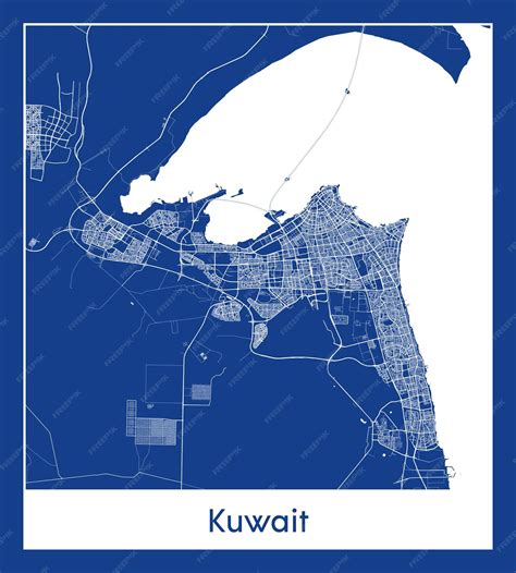 Premium Vector | Kuwait kuwait asia city map blue print vector illustration