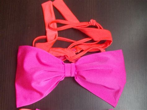 Bandeau Top Bow Bikini Swimsuit Bicolor Neon Color Bathing Suit Pool Bikini Big Bows Top Only
