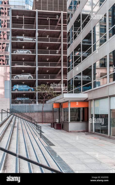 cars parked  multi level car park  melbourne australia stock photo