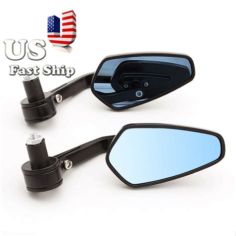 7 8 Aluminum Rear View Side Mirror Handle Bar End Oval Black For