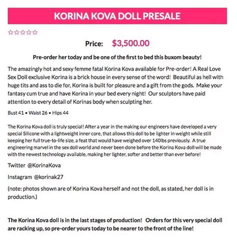 Sex Doll Manufacturers Create Lifelike Reproduction Of Porn Star Korina Kova Daily Star