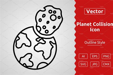 Vector Planet Collision Outline Icon – MasterBundles