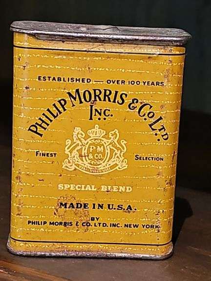 Philip Morris Tobacco Tin Metal Box Special Blend With Slide Top