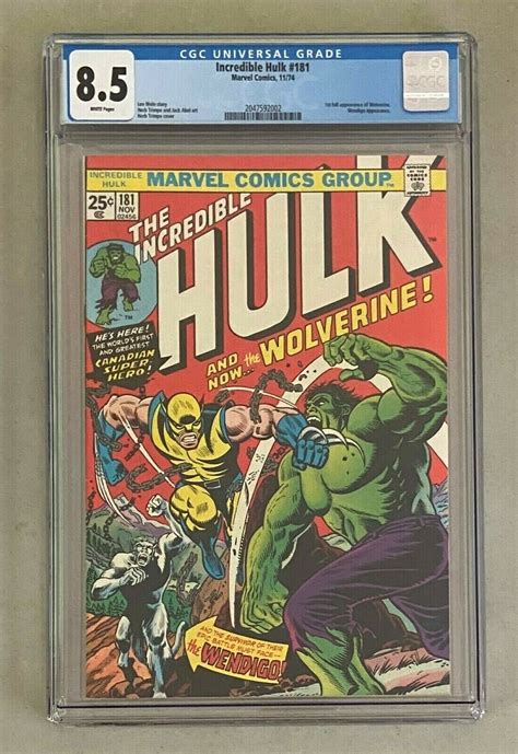 Incredible Hulk Marvel Comics Cgc Wolverine St Full