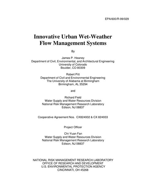 Pdf Innovative Urban Wet Weather Flow Management Systems