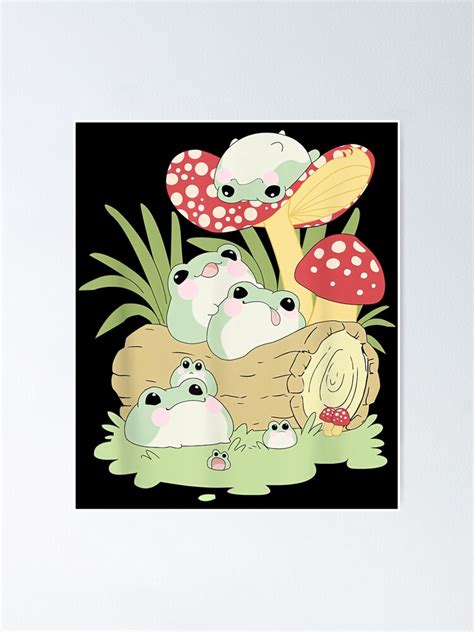 Cottagecore Aesthetic Frog Lying On Mushroom Cute Frog Lover Poster For Sale By Laihansukkj