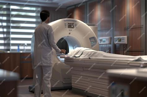 premium photo radiology technician setting   ct scan