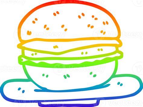 Rainbow Gradient Line Drawing Cartoon Burger 44919607 Png