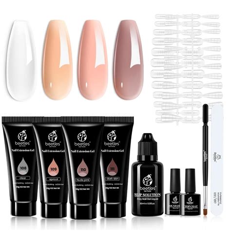 Beetles Poly Nail Extension Gel Kit Clear Nude Pink Oz Poly Nail Builder Jelly Gel With Poly