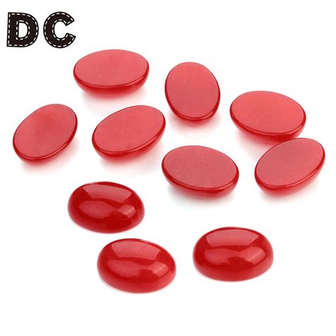 Pcs Lot Oval Natural Stone Cabochons Flat Round Red Bulk Crsytal