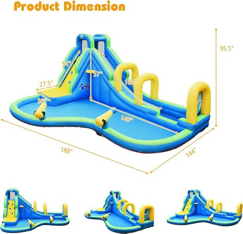 Bountech Tobog N Acu Tico Inflable Parque Gigante En Con Piscina De