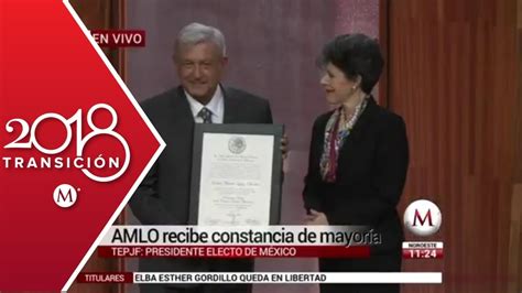 Amlo Recibe Constancia De Mayoría Como Presidente Electo Youtube