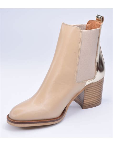 Nude Leather Boots Dansi Small Size Liliboty