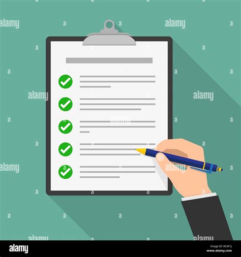 Hand Holding Business Paper With Checklist And Pen Vector Illustration