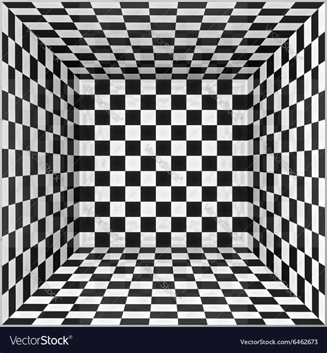 Black and white chessboard walls room background Vector Image