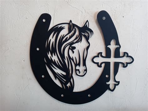 Caballo En Herradura Con Arte De Metal Cortado Cnc Cruzado Etsy España