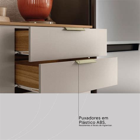 Cozinha Completa Alba 8 Portas 2 Gavetas Vidro Amêndola Nude Prime Tx Demóbile