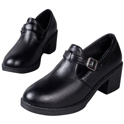 Nrmvnmi Womens Mary Shoes Buckle British Slip on Round Toe Casual Dress ...