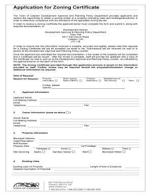 Fillable Online Application For Zoning Certificate Zoning Review Fax