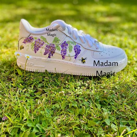 Hand Painted Custom Air Force Low Wisteria Flower Bumblebee Etsy Uk