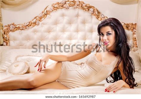 Photo Sexy Brunette Woman Lying Big Stock Photo Shutterstock