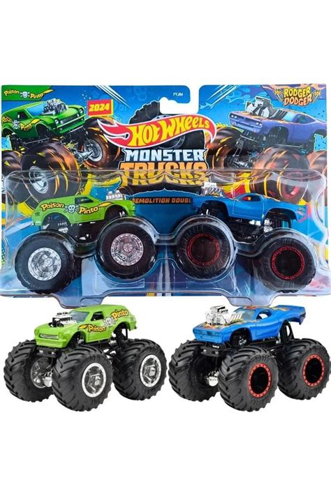 HOT WHEELS Monster Trucks 1 64 Güçlü İkili Arabalar POİSON PİNTO RODGER DODGER FYJ64 HWN70