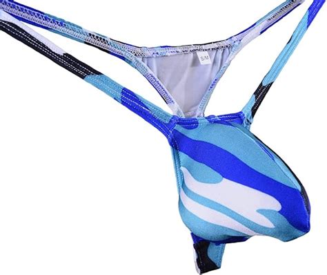 WOSESE Men S Swim Thong Bulge Pouch G String Bikini Blue Camo Amazon Ca Clothing Shoes