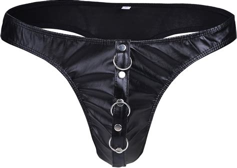 Buy Agoky Mens Metallic Bikini Thong G String T Back Buckled Bulge Pouch Jockstrap Low Rise