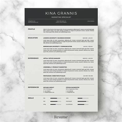 resume section headings