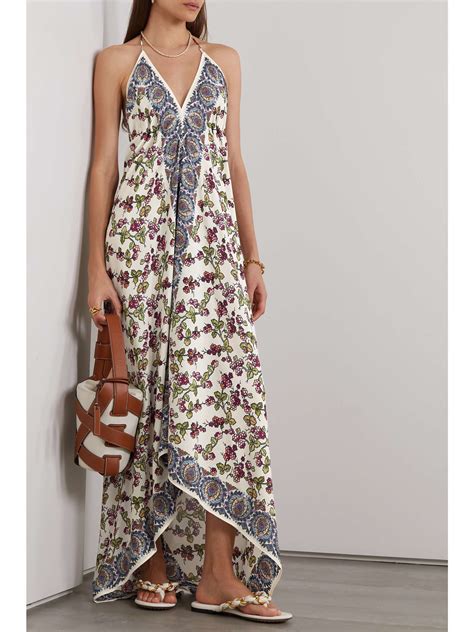 Etro Asymmetric Printed Crepe Halterneck Maxi Dress Net A Porter