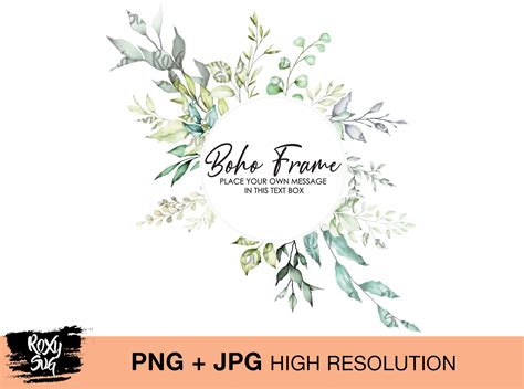 Boho Frame Watercolor Wreath Bohemian Boho Nude Neutral Leaves By Lovely Graphics Thehungryjpeg