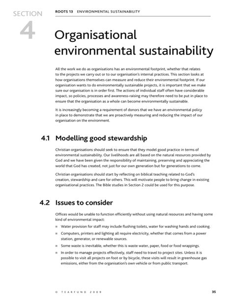 4 Organisational Environmental Sustainability Section