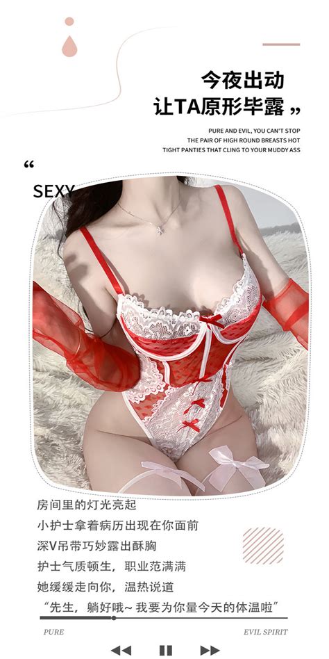 Sexy Lingerie Nurse Uniform Lace Bow Corset Sexy Suit Wholesale Corset French Romantic One Piece