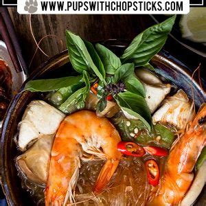 Tom Yum Goong Thai Hot And Sour Soup Pups With Chopsticks